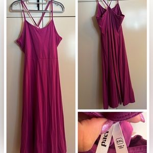 Pact built in bra midi dress racerback mulberry pink color
